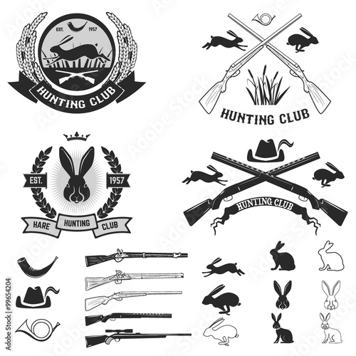 Set of hare hunting club labels.