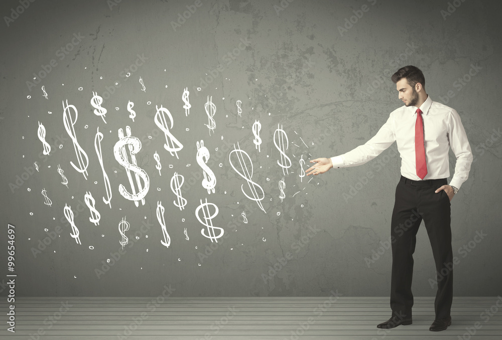 Young business people with hand drawn dollar signs Young business people with hand drawn dollar signs
