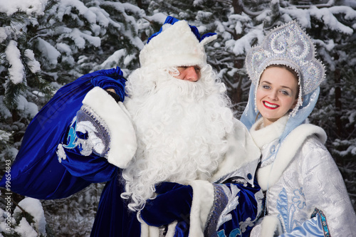 Russian Christmas characters: Ded Moroz (Father Frost) and Snegu photo