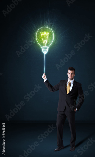 Businessman with an idea bulb