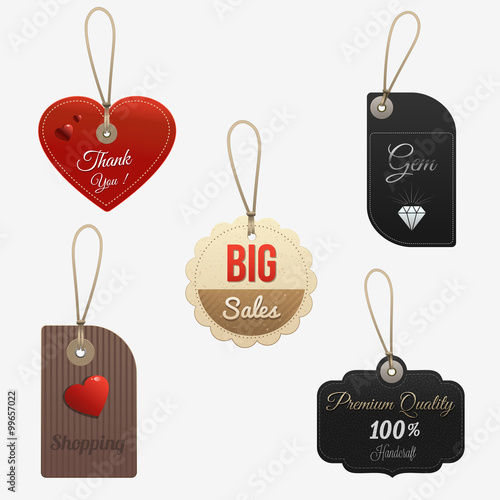 Set of 5 Different Vector Tags