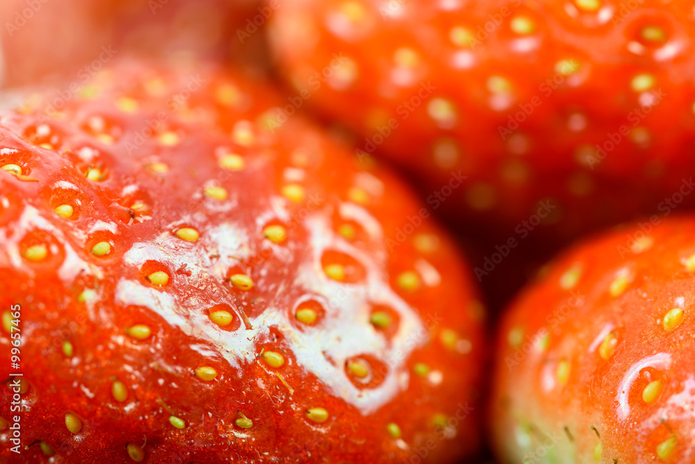 Fresh Red Strawberries Macro In Fruit Market Fresh Red Strawberries Macro In Fruit Market