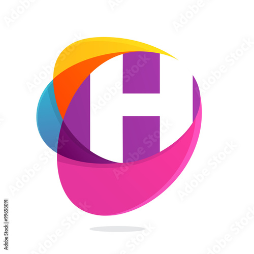 H letter with ellipses intersection logo.