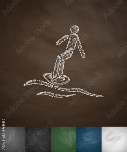 surfer on waves icon. Hand drawn vector illustration