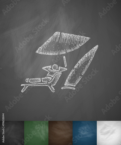 surfer on the beach icon. Hand drawn vector illustration