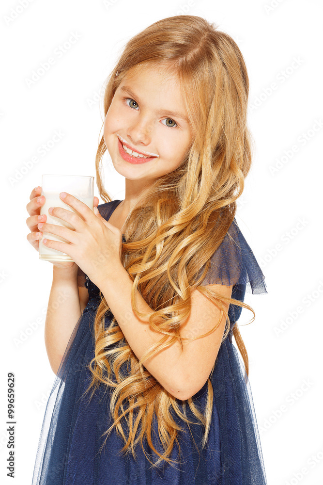 Beautiful girl with a glass of milk Beautiful girl with a glass of milk