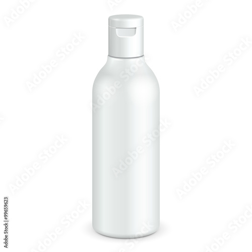 Cosmetic, Hygiene, Medical Grayscale White Plastic Bottle Of Gel, Liquid Soap, Lotion, Cream, Shampoo. Ready For Your Design. Illustration Isolated On White Background. Vector EPS10 