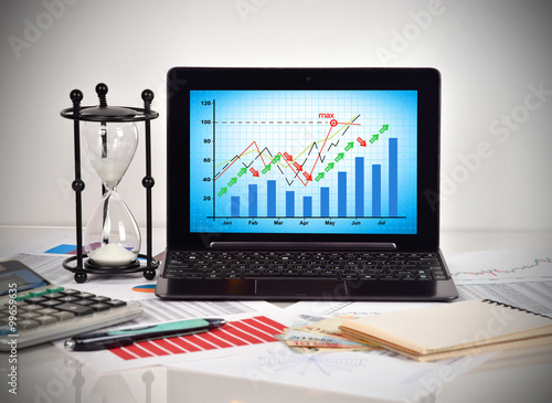Stock chart on screen notebook