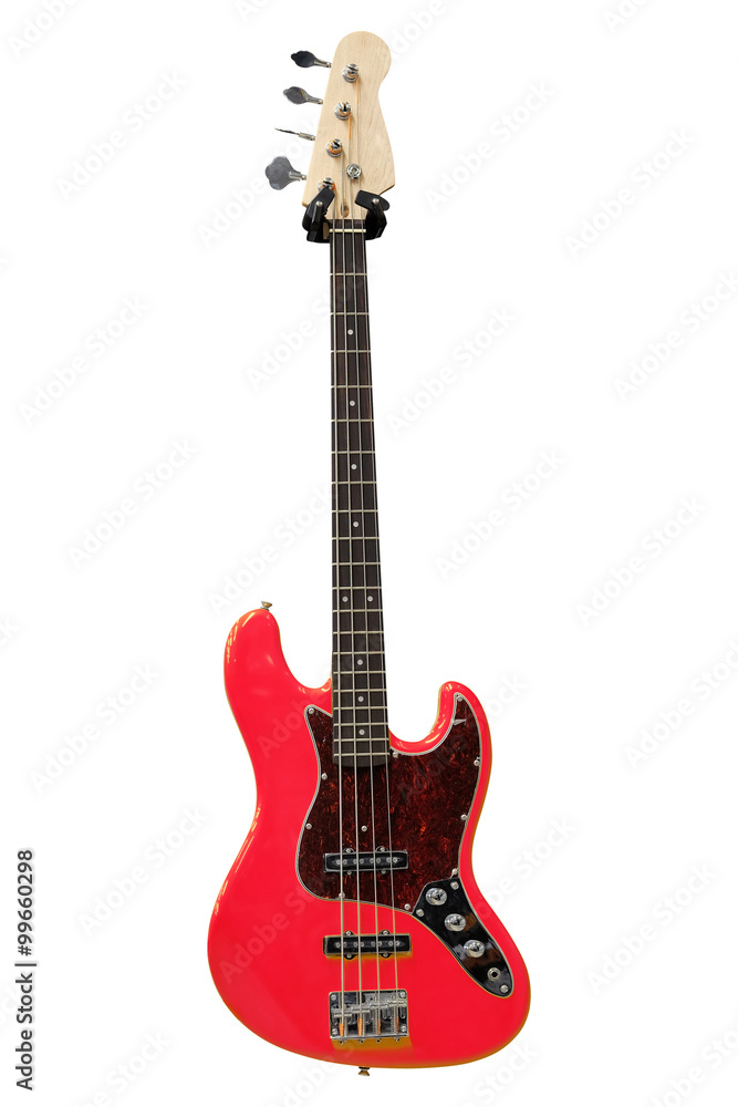 Obraz premium The image of yellow electric guitar under the white background