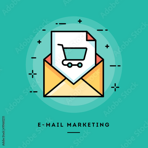 E-mail marketing, flat design thin line banner, usage for e-mail newsletters, web banners, headers, blog posts, print and more