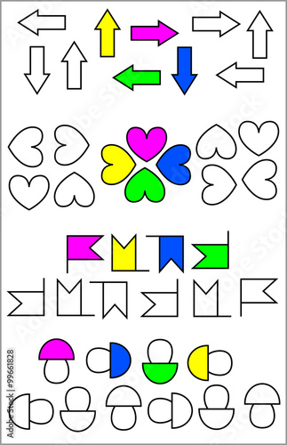 Exercises for young children - need to correctly paint the figure. Developing skills for counting and drawing. Vector image.