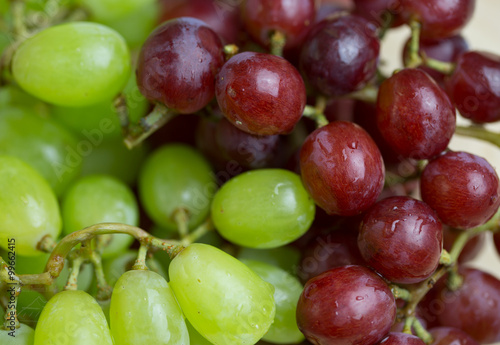 fresh red and green grapes close up