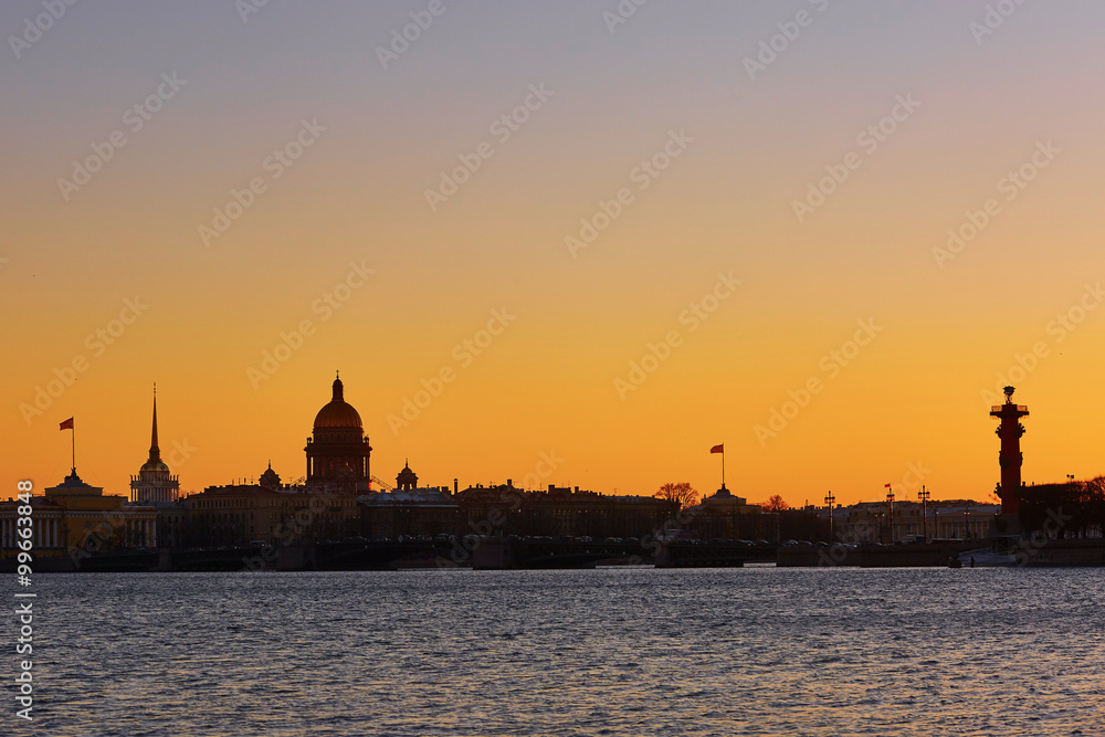 Cityscape of Saint-Petersburg, Russia on sunset