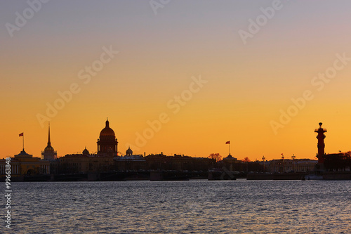 Cityscape of Saint-Petersburg, Russia on sunset