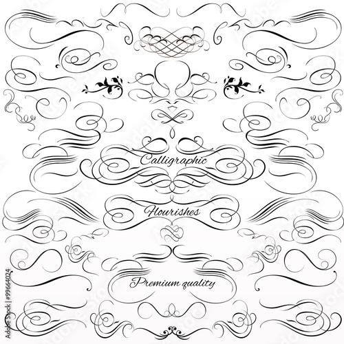 Set of vector calligraphic elements and page decorations