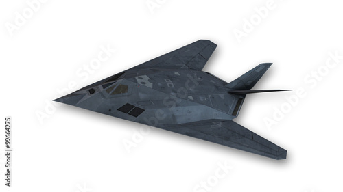 Canvas-taulu Stealth aircraft in flight, plane isolated on white background