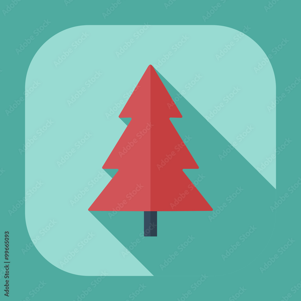 Flat modern design with shadow icons Christmas tree Flat modern design with shadow icons Christmas tree