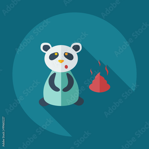 Flat modern design with shadow icons panda turd