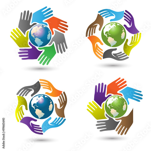 Hands surrounding earth vector