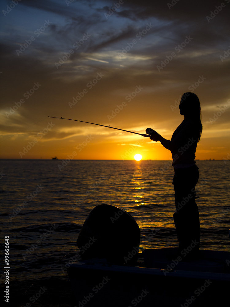 Woman Fishing along Gulf Coast