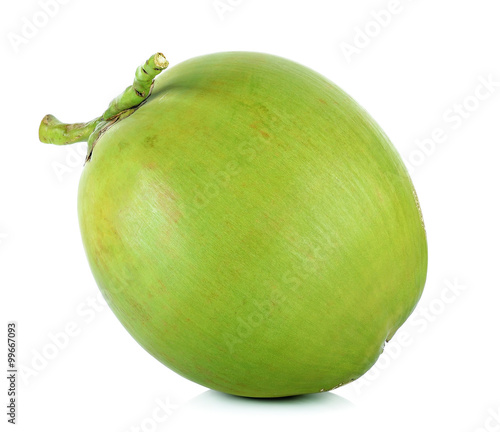 Green coconut on the white background
