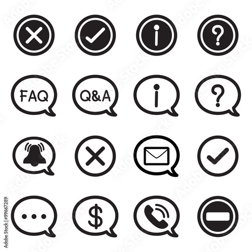 Speech bubble silhouette icons, CHAT message Vector illustration