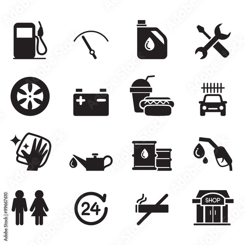 Gas station icon set