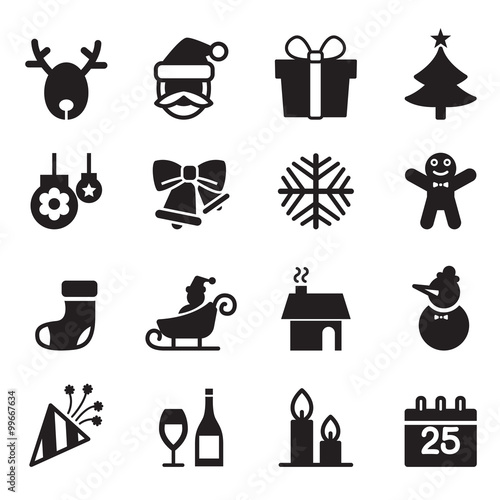 Silhouette Christmas icons set