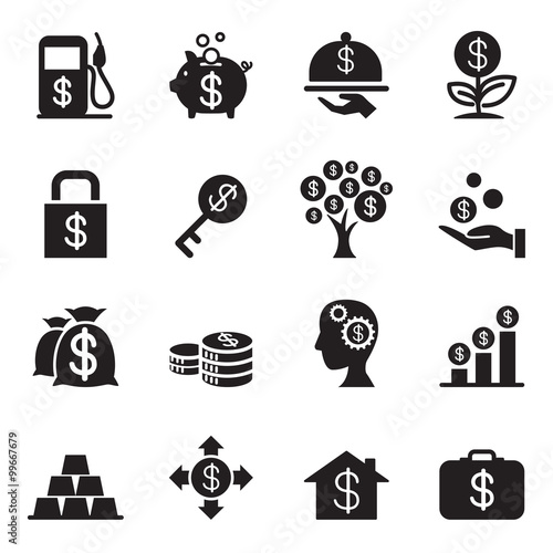 Silhouette  Financial Investment icons set