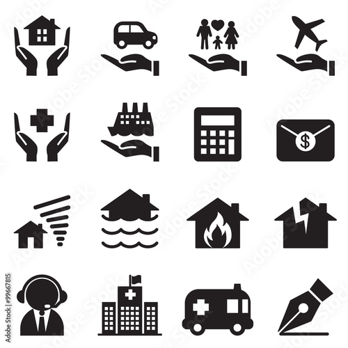 Insurance icons set Vector illustration