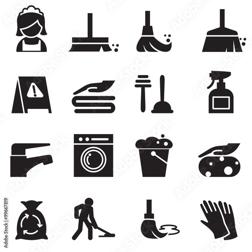 Cleaning icons set