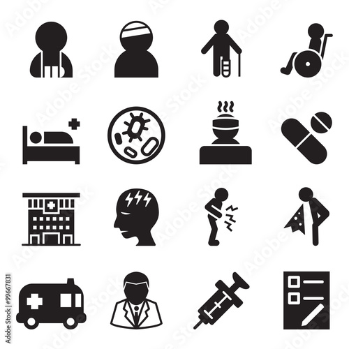 Sick & injury icons set vector illustration