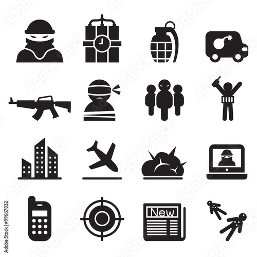 terrorism , Assassin, killer icons set photo