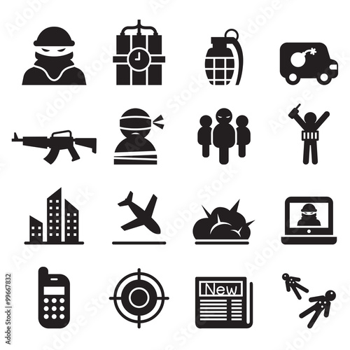 terrorism , Assassin, killer icons set