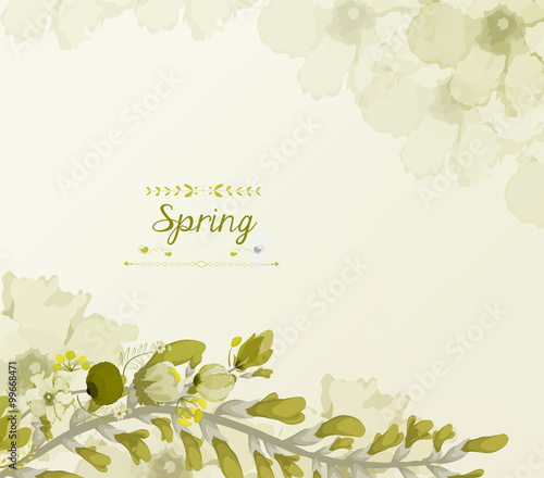 Floral background, spring theme, greeting card