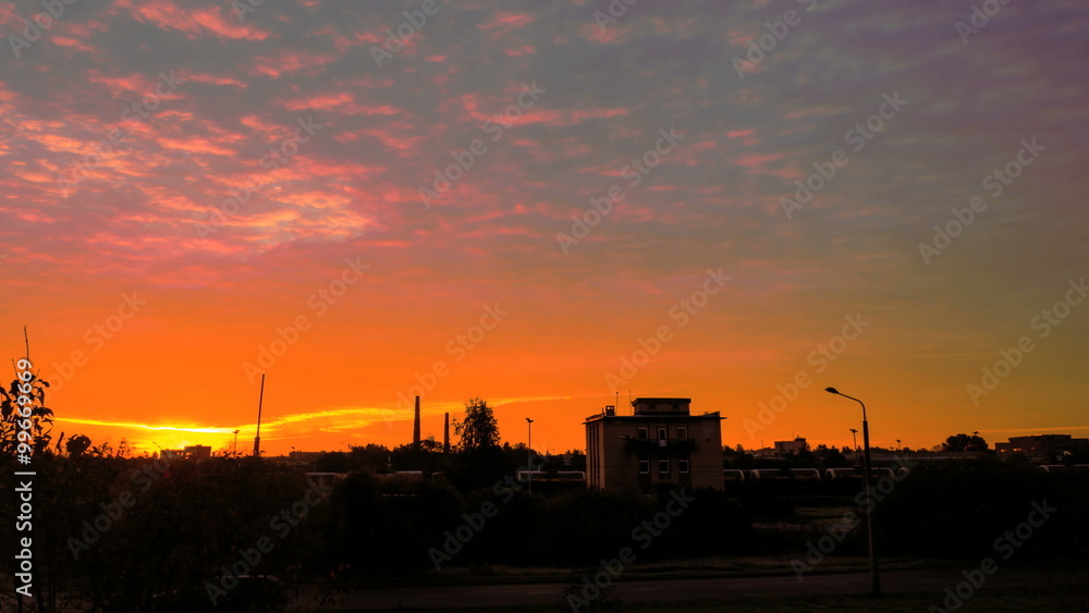 Beautiful Sunrise Over Train station. Time Lapse. 4k Beautiful Sunrise Over Train station. Time Lapse. 4k