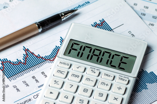 finance concept:finance displayed on calculator