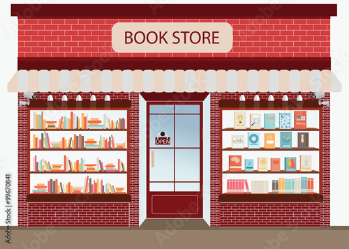 Bookstore with bookshelves. photo