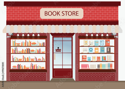 Bookstore with bookshelves.