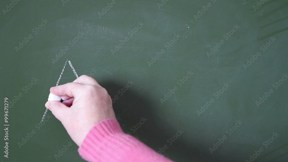 a female hand writing with chalk on a blackboard ABC a female hand writing with chalk on a blackboard ABC