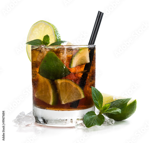 Cuba Libre Longdrink (isolated on white) photo