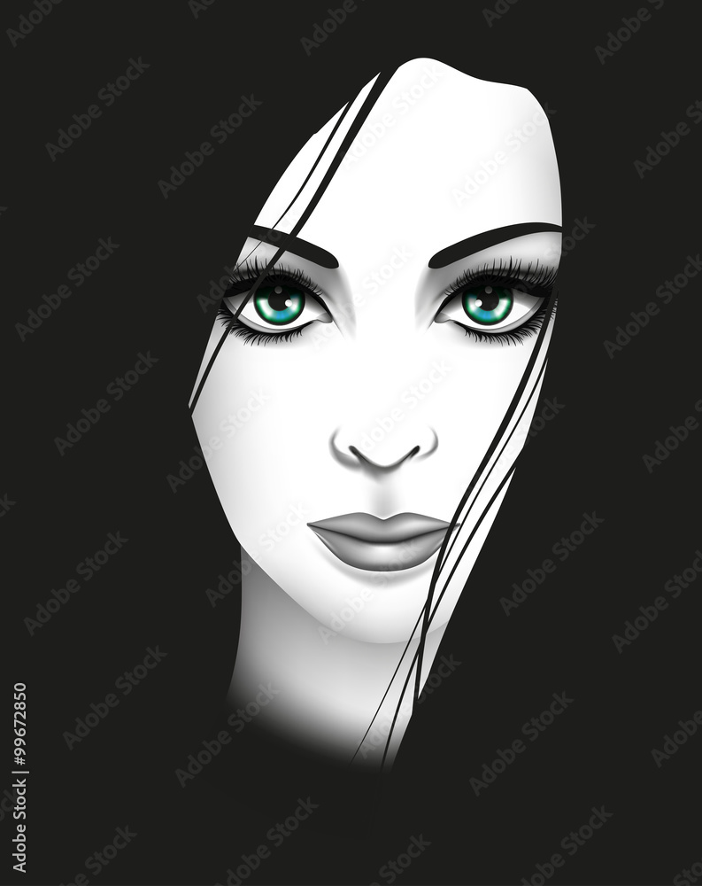 Stylized young woman portrait. Beauty and fashion concept Stylized young woman portrait. Beauty and fashion concept