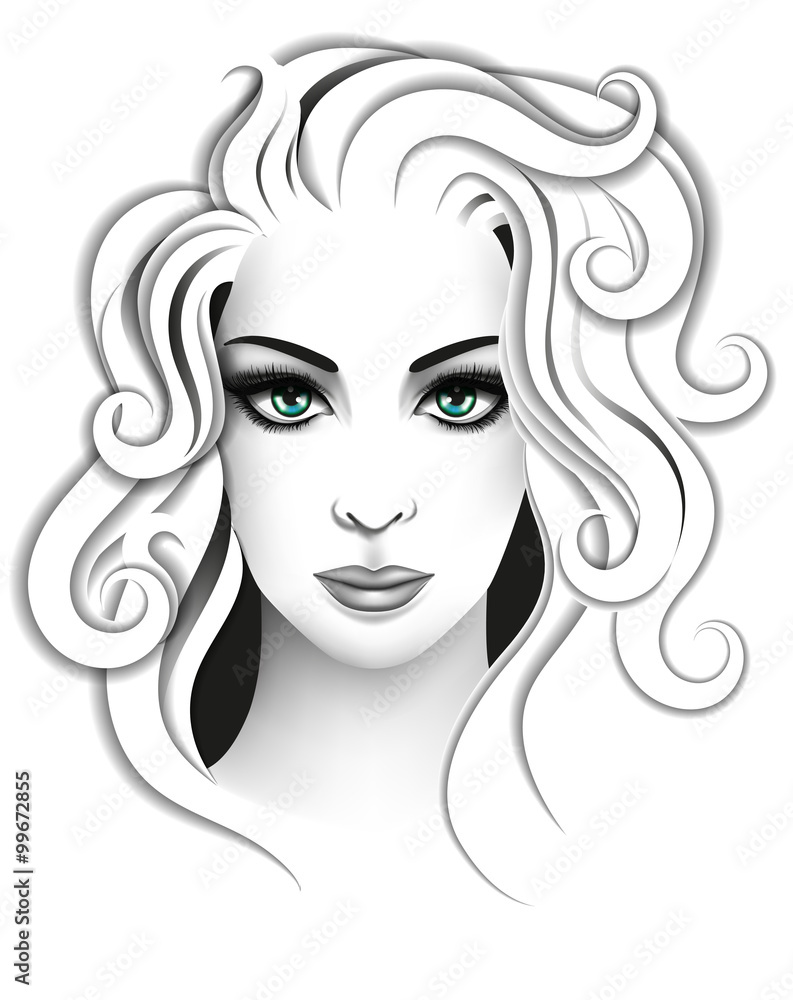 Stylized young woman portrait. Beauty and fashion concept