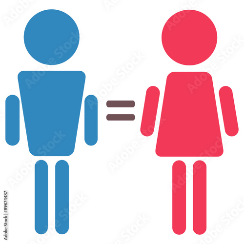 woman and man equality, pink and blue symbols isolated ector