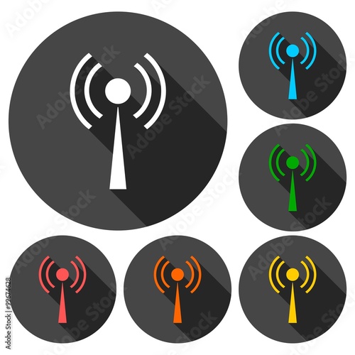 Wi-Fi Icons set with long shadow