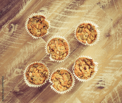 Savoury Blue Cheese Cupcakes on wooden background