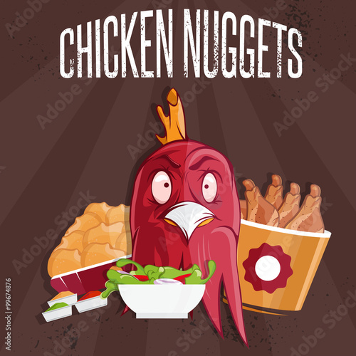 chicken time fast food vector illustration