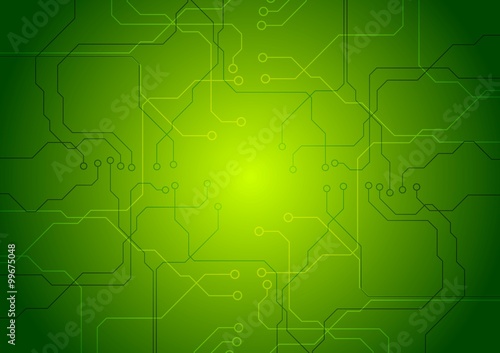 Bright green tech circuit board background