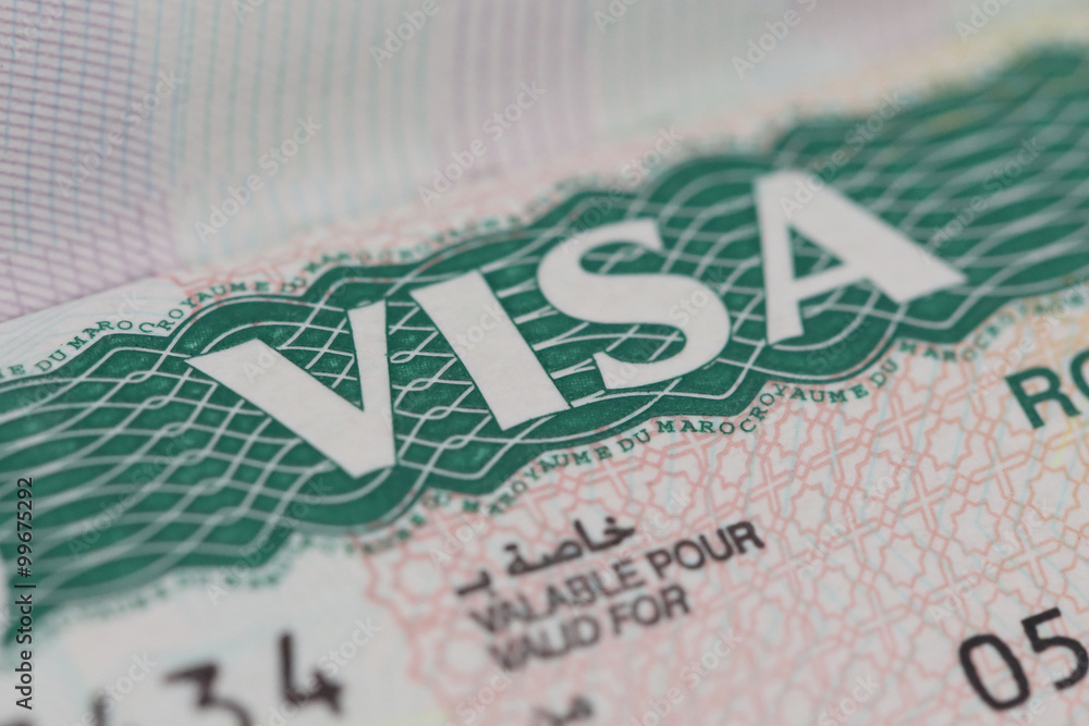 Obraz premium Close up on visa in the passport