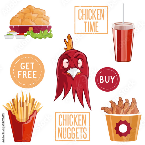 fried chicken fast food vector illustration
